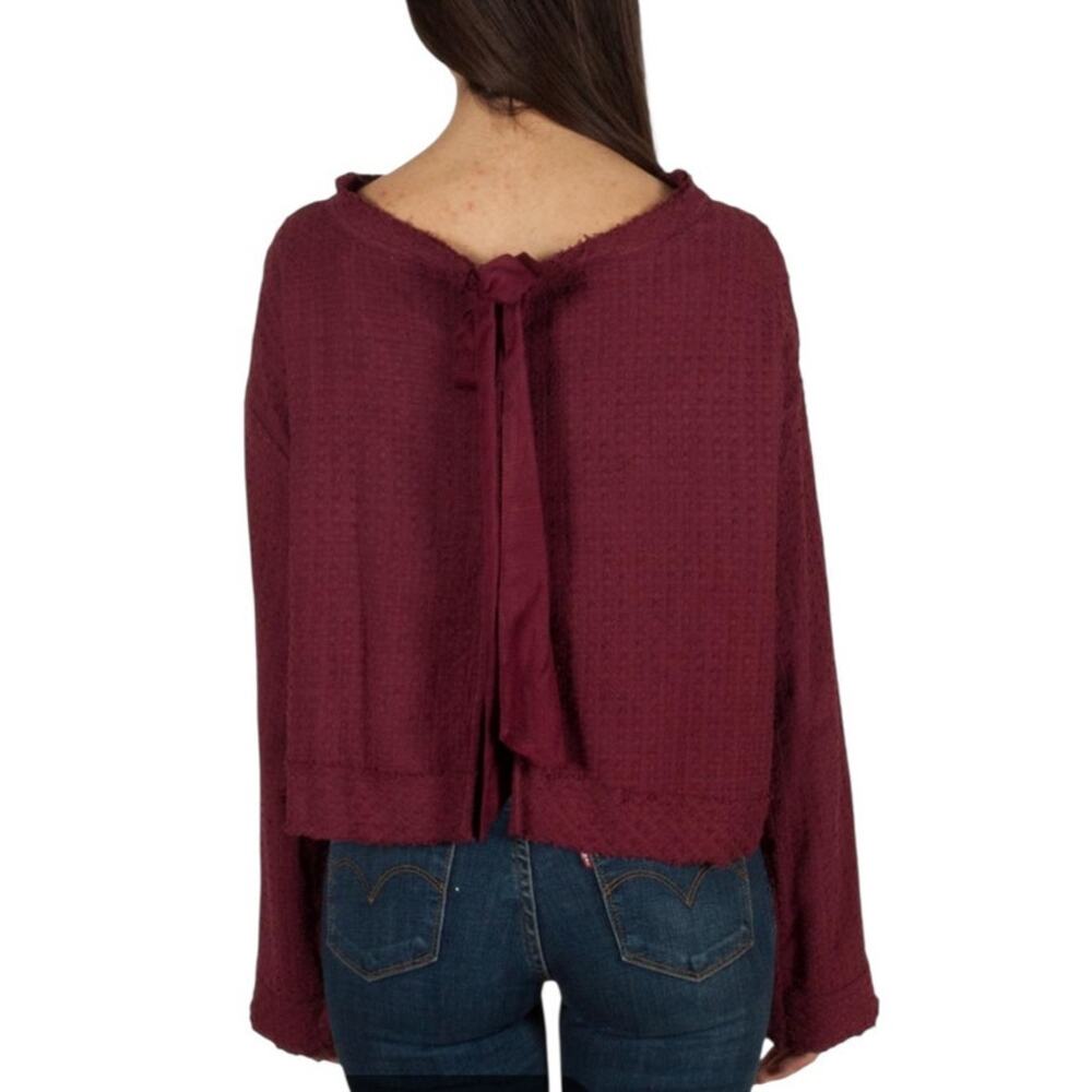 Free People Walking in Hueco Top Burgundy Tie Back Cropped  Size Large